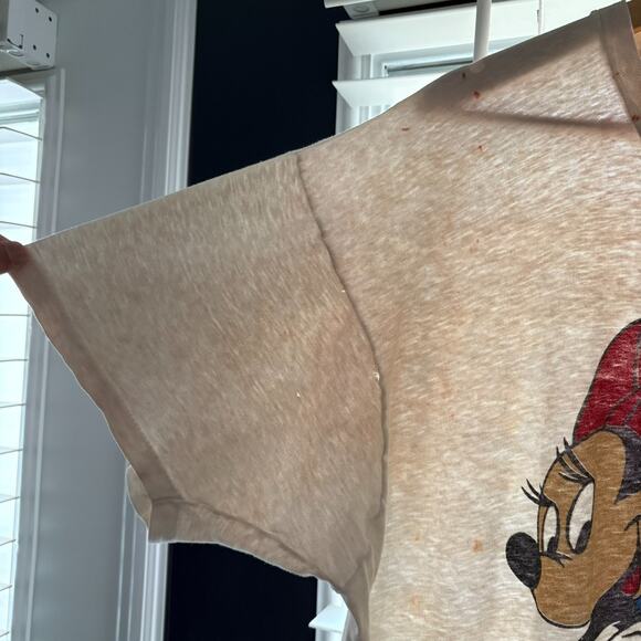 Vintage Paper Thin Distressed Worn Burnout T-Shirt Size XXL Cream Minnie Mouse - Picture 5 of 9
